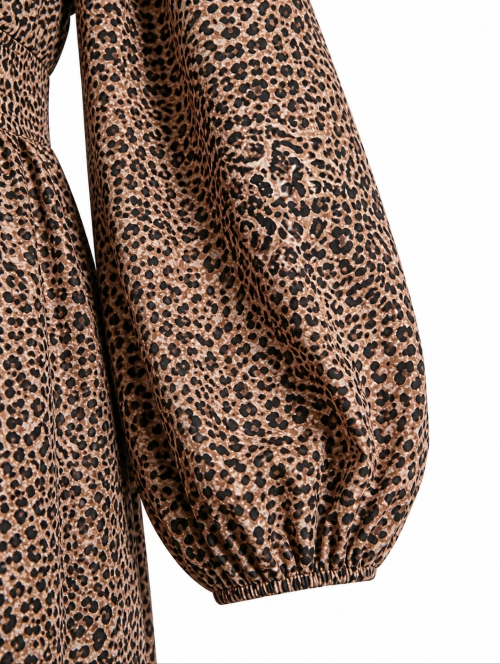 BuddyLove Leopard Maxi Dress XS NWT Boho Deep V Long Sleeve Smocked Waist - Picture 6 of 16